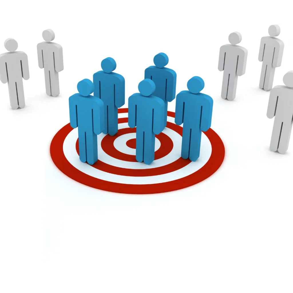 A graphic of people standing in a bullseye.