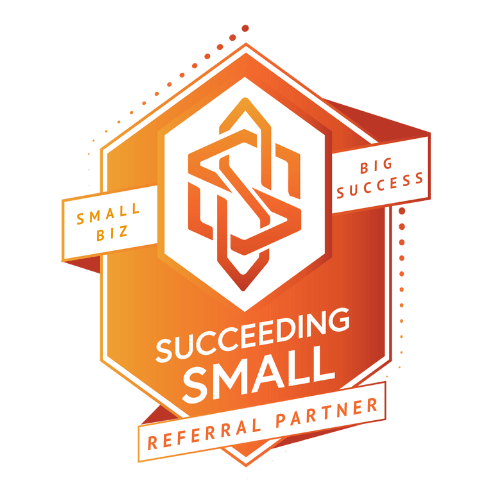 Succeeding Small Badge Logo describing the referral partner program