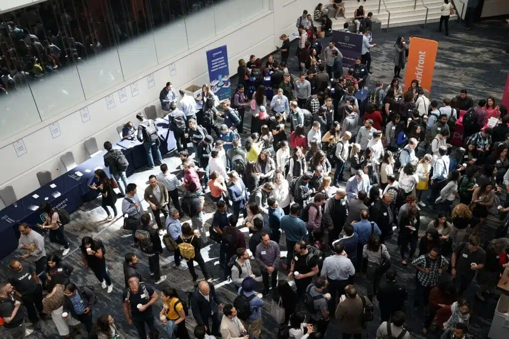 Picture that shows a crowd at a trade event