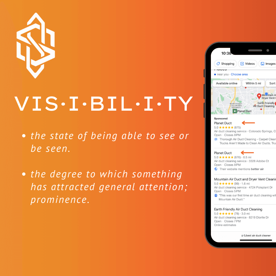A picture of the word "visibility" with the definition that reads "the state of being able to see or be seen; the degree of which something has attracted attention, prominence"