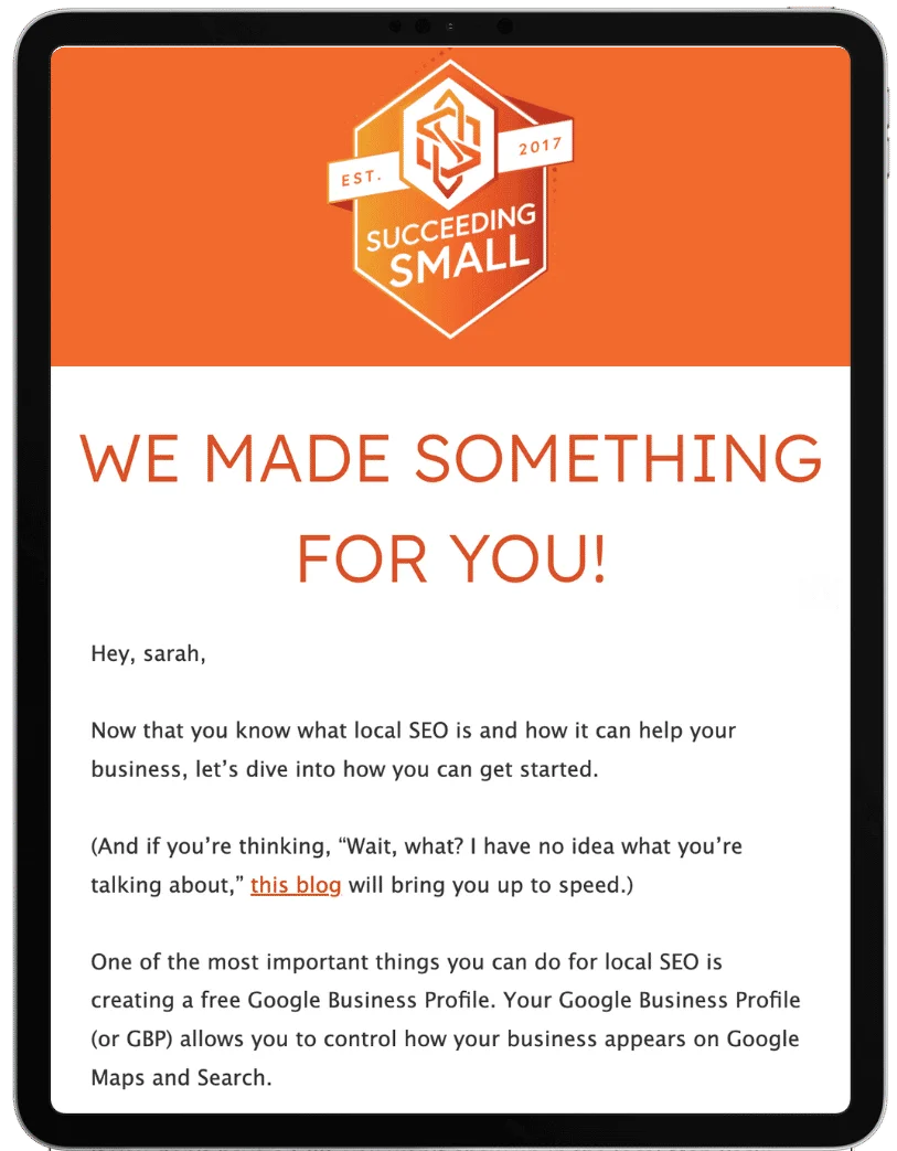 picture of the Small Business weekly newsletter