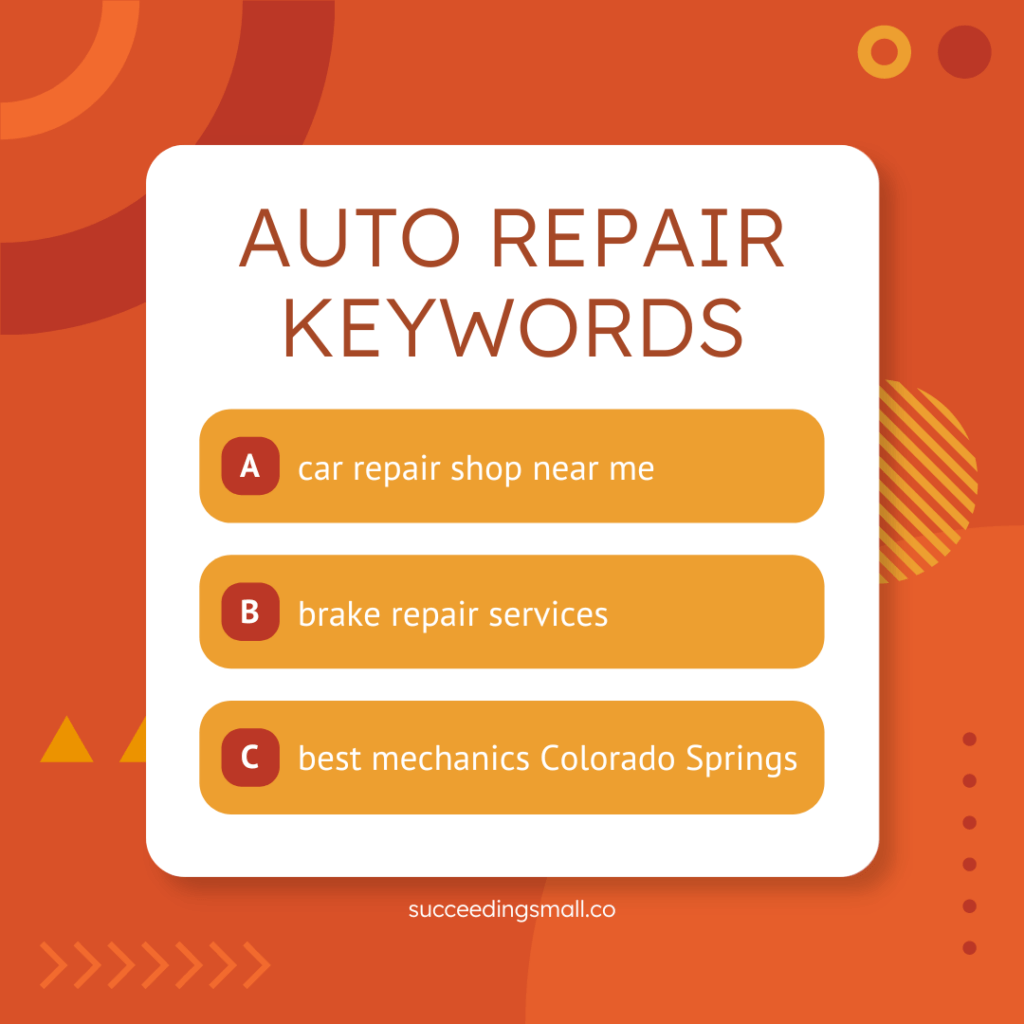 A graphic of some auto repair keywords.