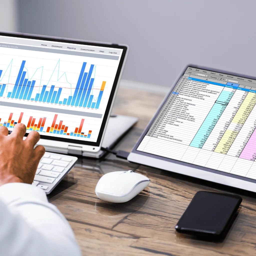 A picture of a biz owner looking at their SEO data.