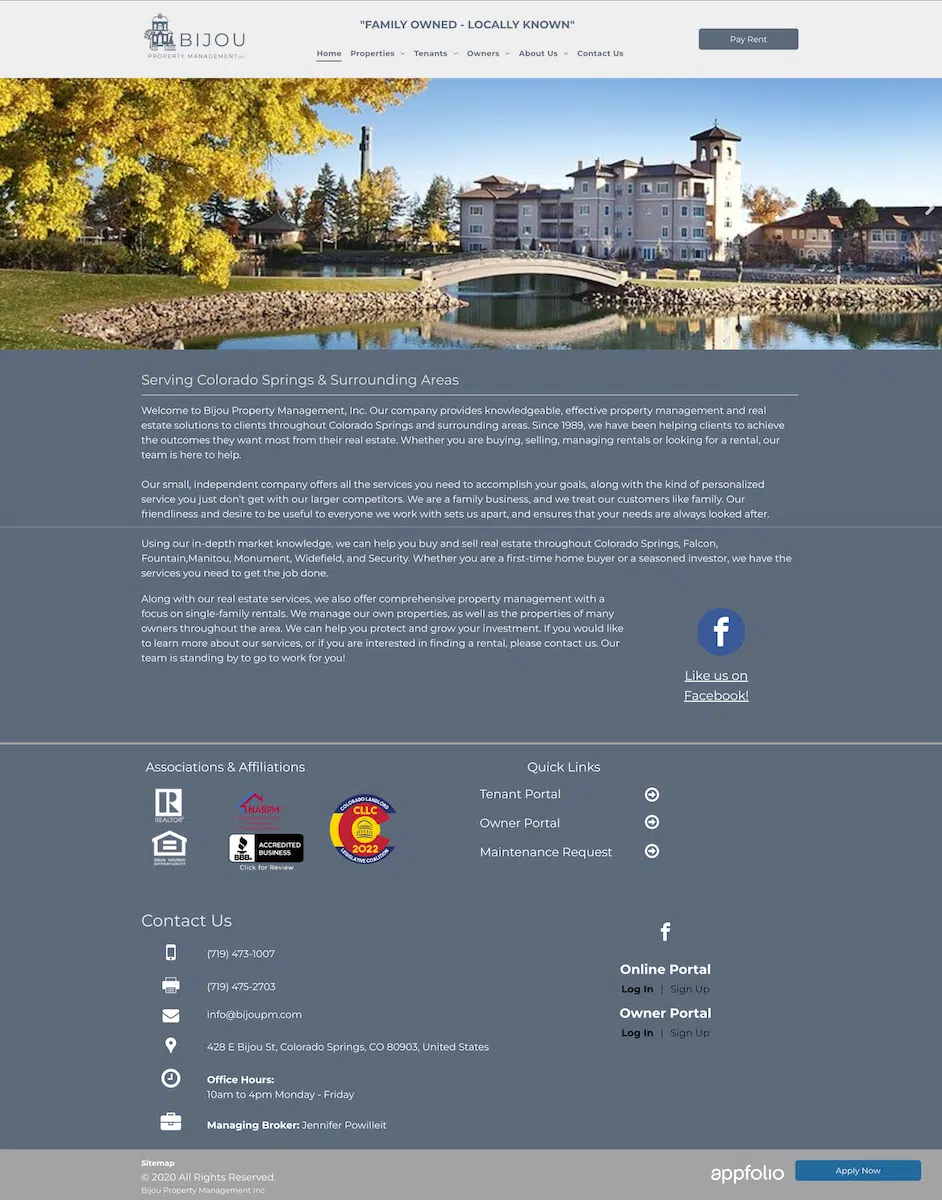 before picture of Bijou Property Management's website