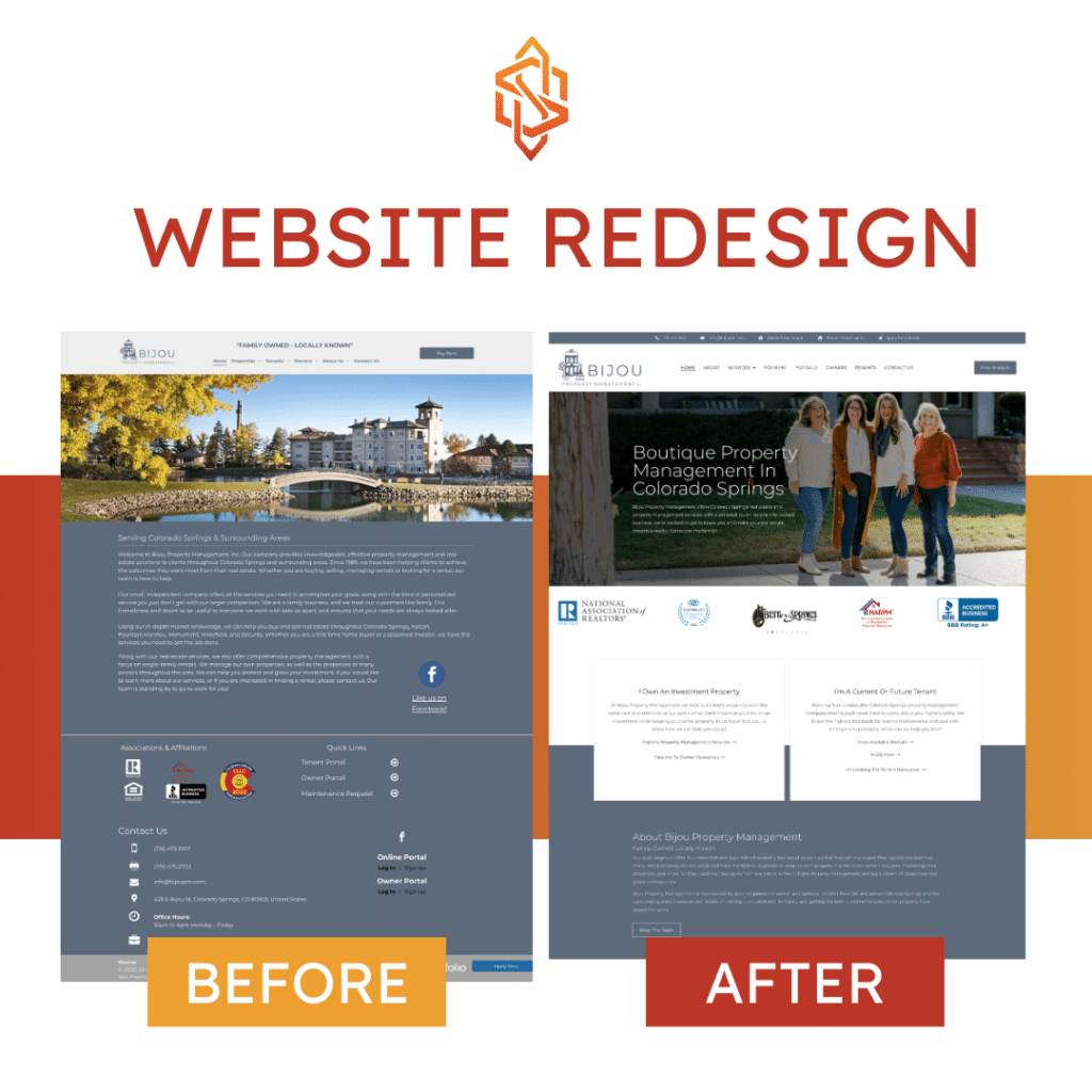 Bijou Property Management website redesign before and after