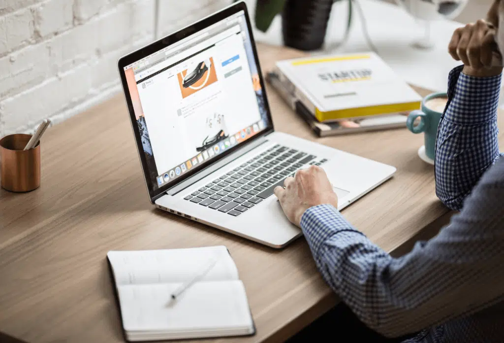 A small business owner plans his first website.